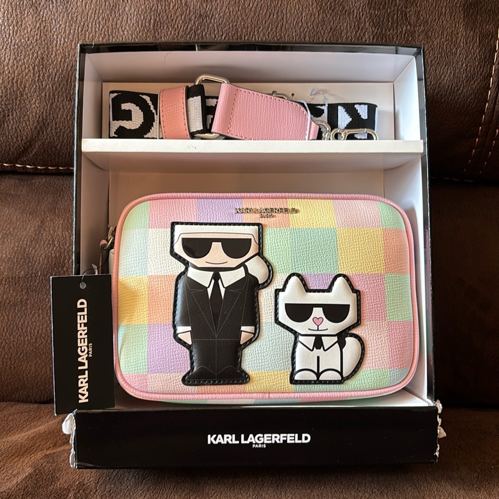 Karl Lagerfeld & Cat Blush Combo Crossbody Bag NIB